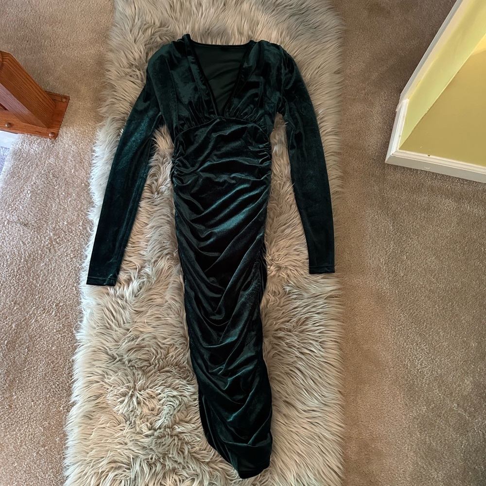 Green velvet dress